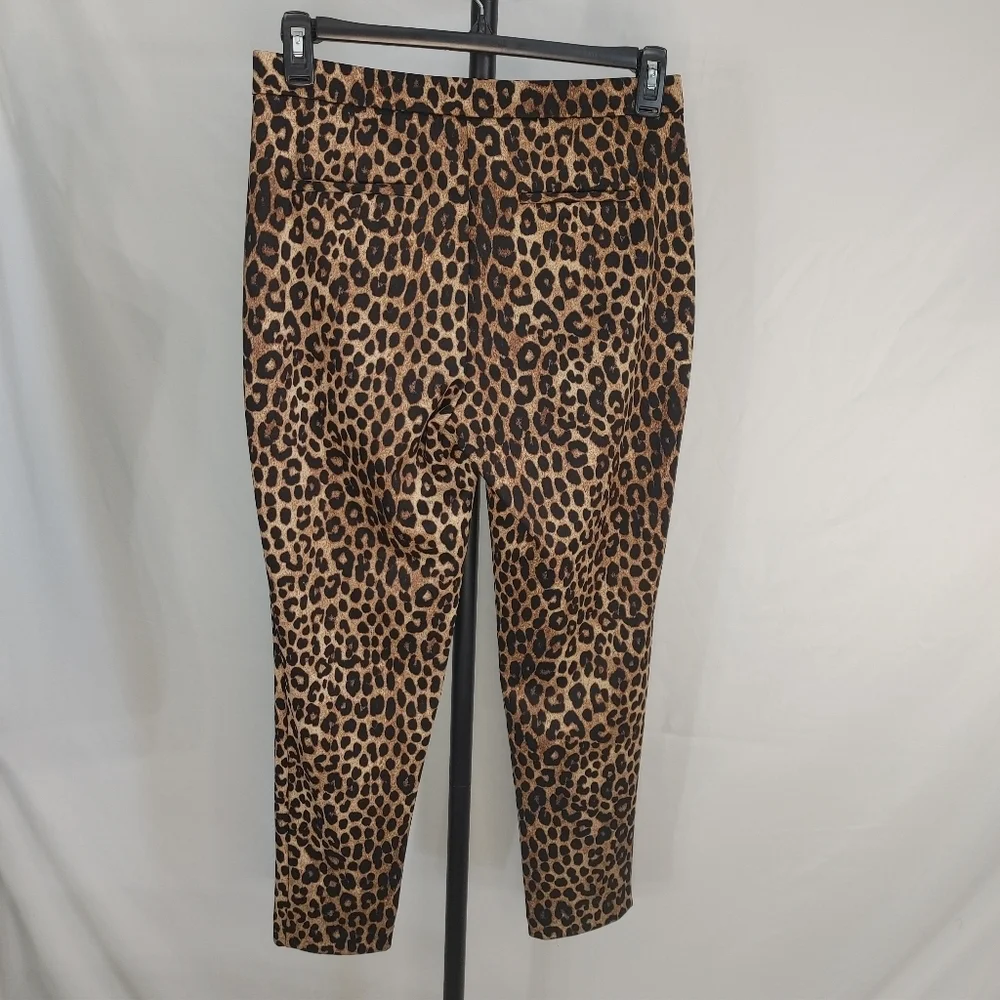 MICHAEL Michael Kors Leopard Print Ankle Pants Medium Animal Print Slim Career